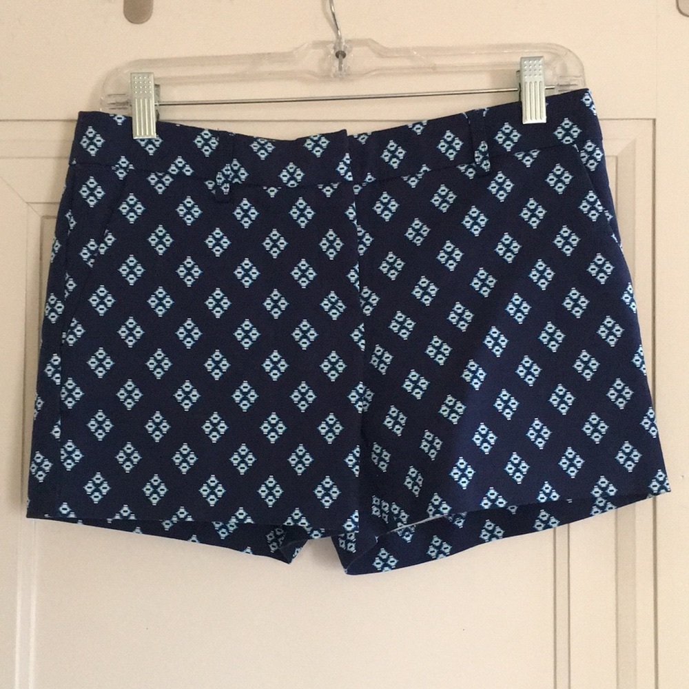 Dalia Collection Blue Print Shorts W/Pockets Size 2